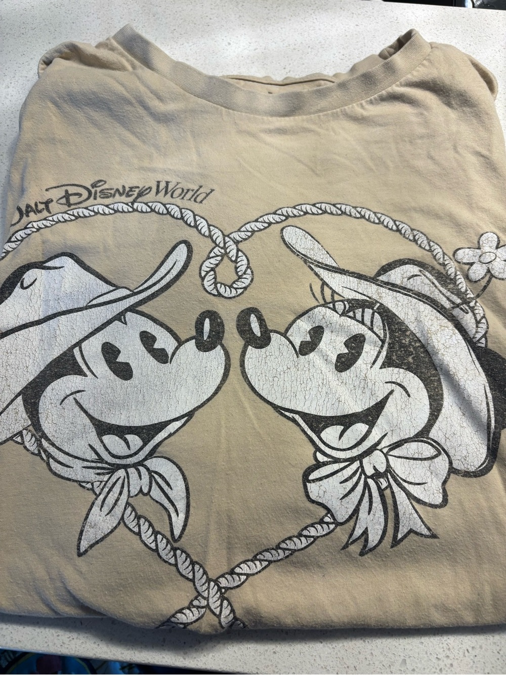 Walt Disney World Rodeo Love Mickey and Minnie Tee Shirt - Tan - 3X